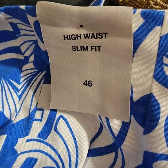 Zara high rise tropical pants floral blue size 1x 46 NWT - Picture 3 of 5